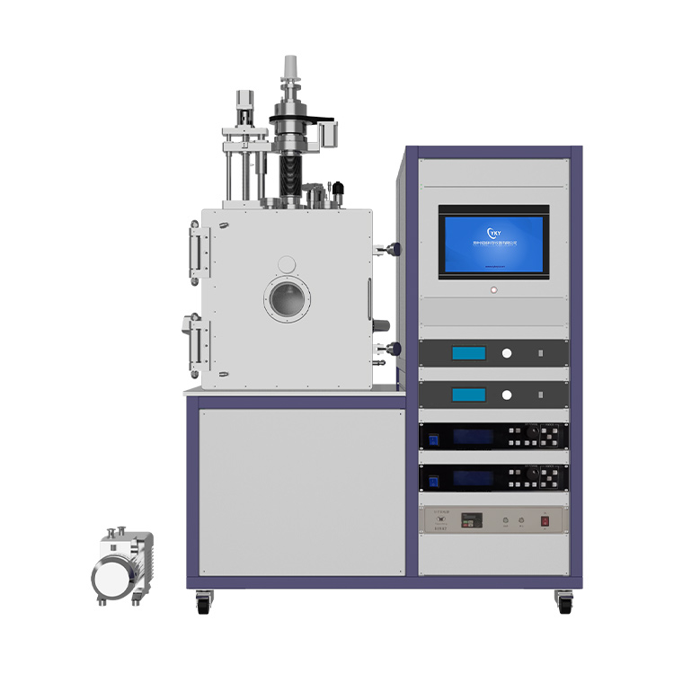 Downward-mounted four-target magnetron sputtering coater for Diamond coated powder