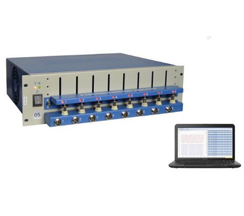 8 Channel Battery Analyzer (0.02 -10 mA, upto 5V) W for Small Coin Cells and Cylindrical Batteries